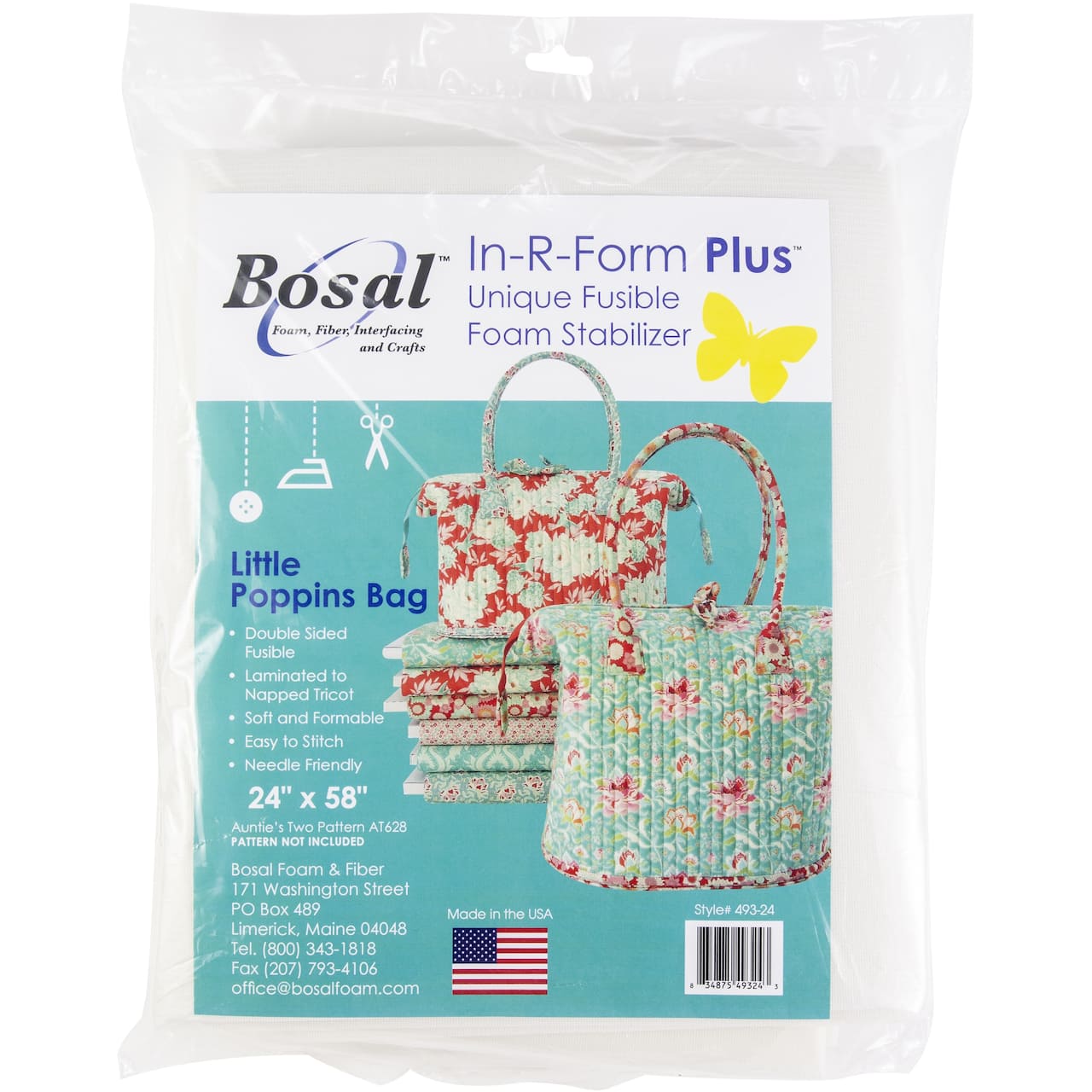Bosal In-R-Form Plus Little Poppins Bag Fusible Foam Stabilizer, 24" x 58"